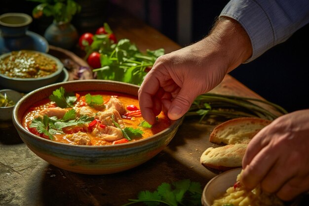 Tasty Brazilian Food Stew Moqueca with Delicious and colorful Ingredients