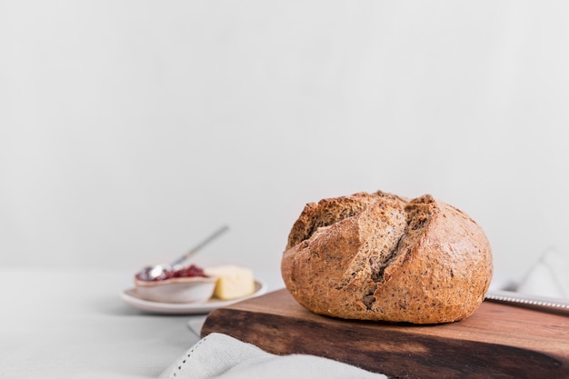 Tasty bread with white background