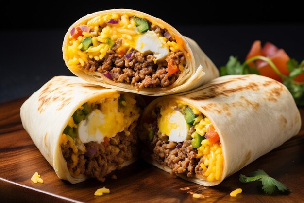 Tasty breakfast burritos