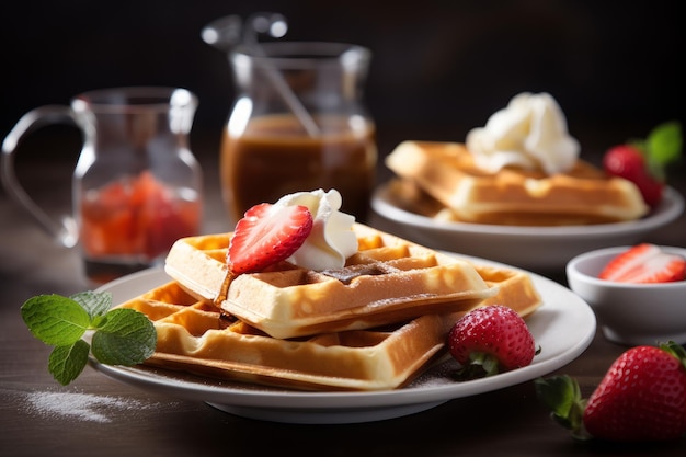 Tasty breakfast waffles Generate Ai