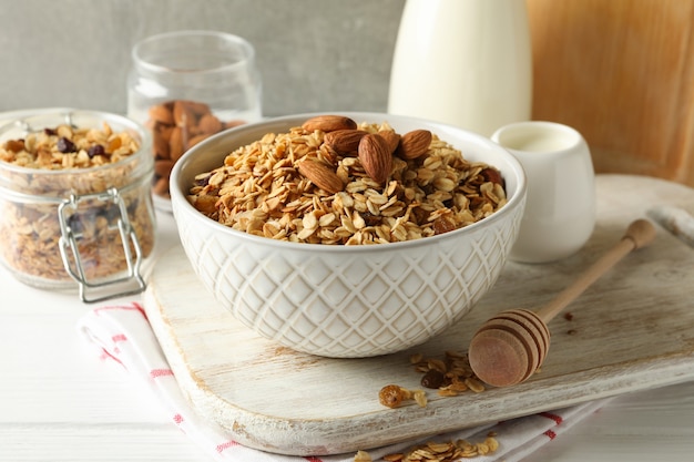 tasty breakfast with granola
