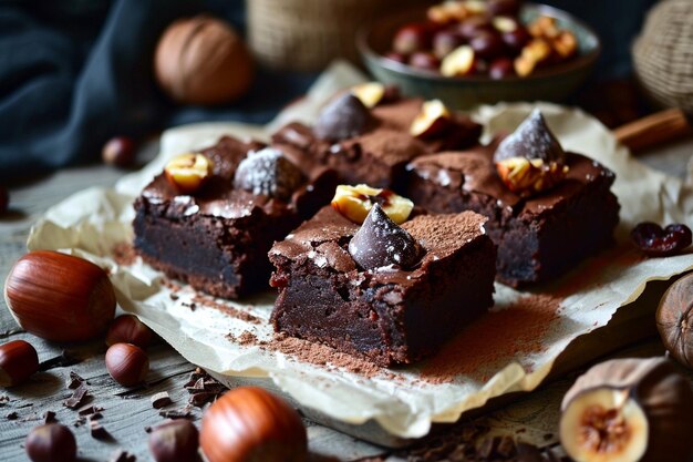 Tasty brownies with chestnuts