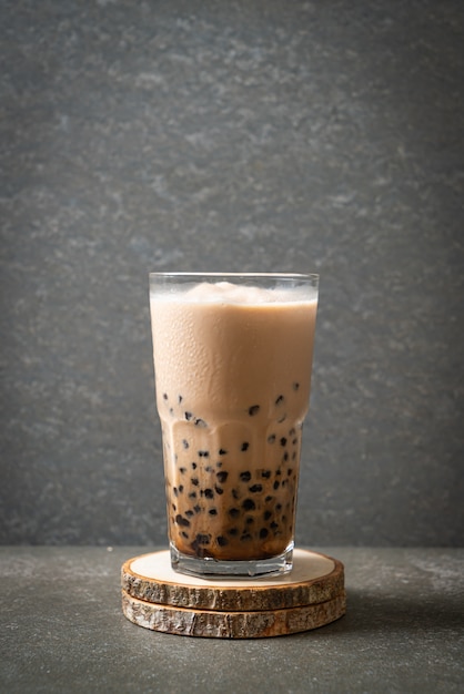 Tasty bubble milk tea or boba tea