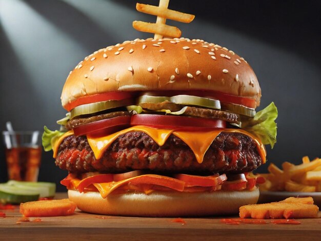 tasty burger bannerHD 8K behang Stock Photographic Image