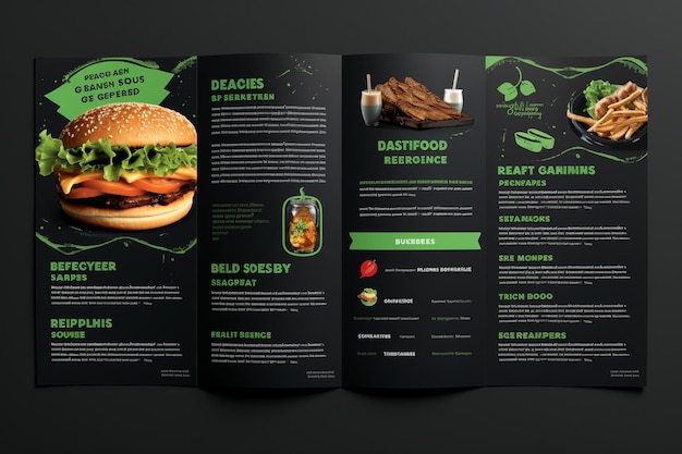 Photo tasty burger restaurant bifold brochure