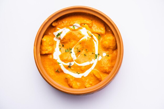 Tasty butter chicken curry or Murg Makhanwala or masala dish from Indian cuisine