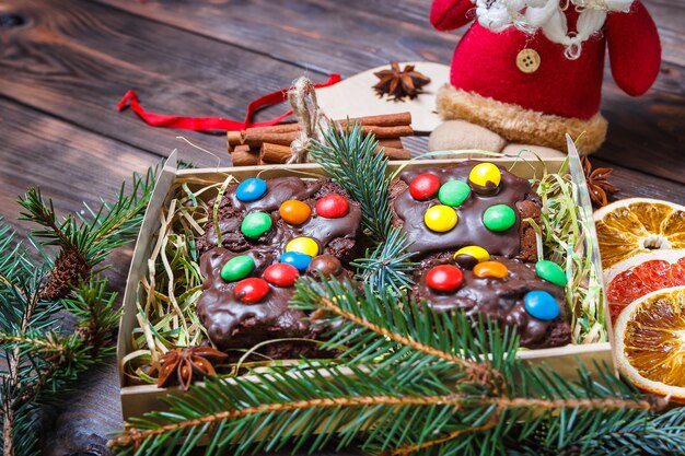 Tasty cake box with christmas decorations