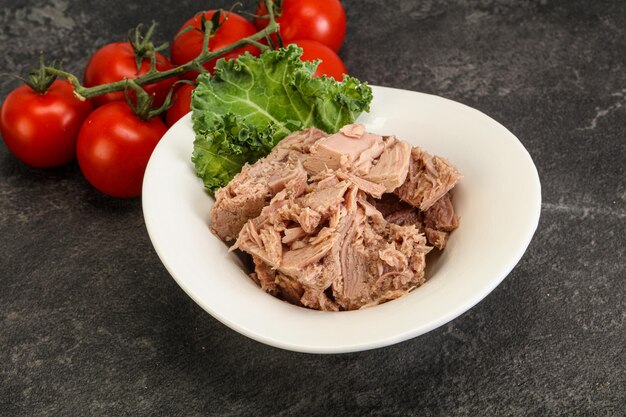 Tasty Canned tuna fillet in the bowl