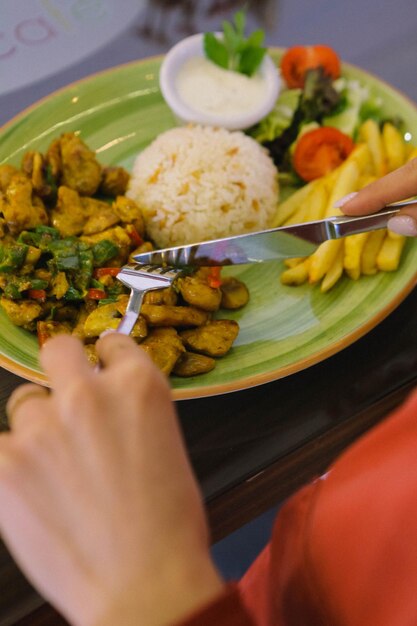 Tasty chicken meal on the table