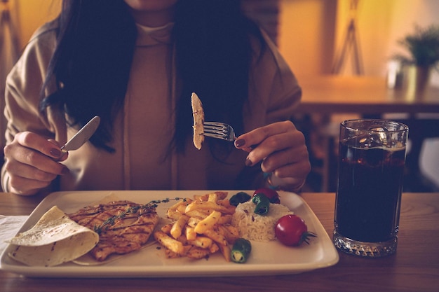 Tasty chicken meal on the table