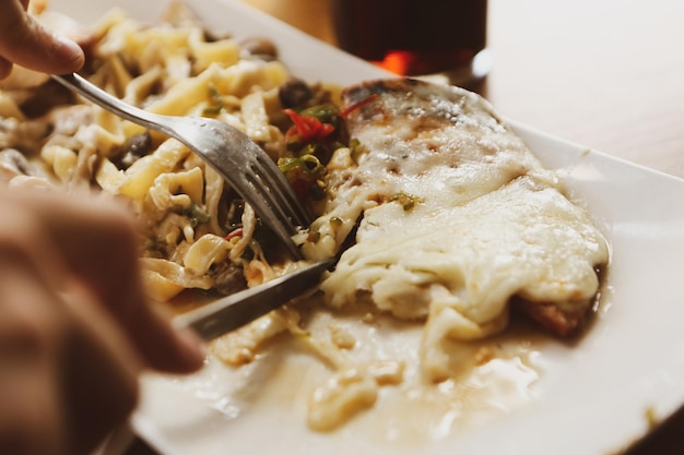 Tasty chicken meal on the table