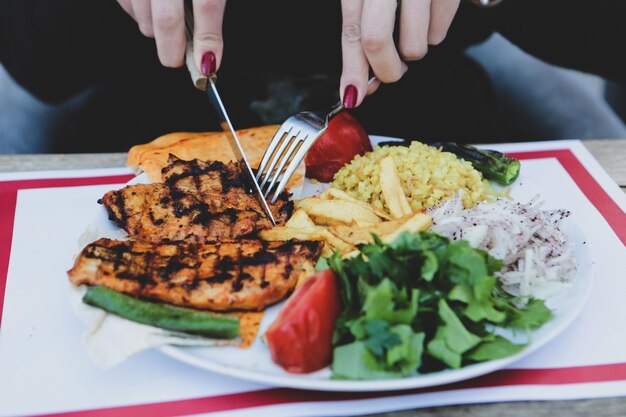 Tasty chicken meal on the table