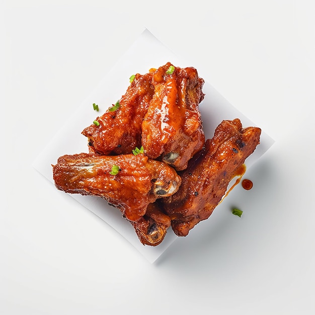 Tasty chicken wings with sauce on isolated on white background