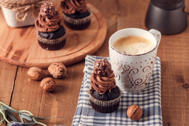 Tasty chocolate cupcakes.