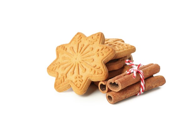 Tasty Christmas cookie isolated on white