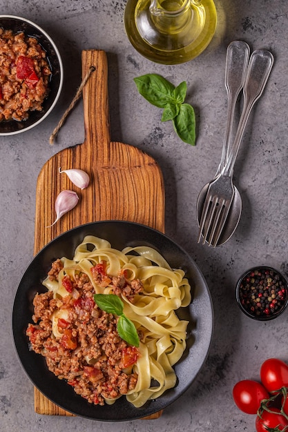 Tasty classic italian pasta bolognese