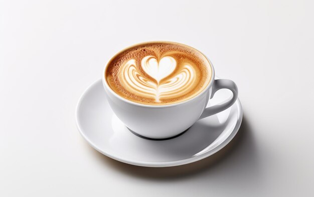 Tasty Coffee with latte Art in a Ceramic Isolated on White Background