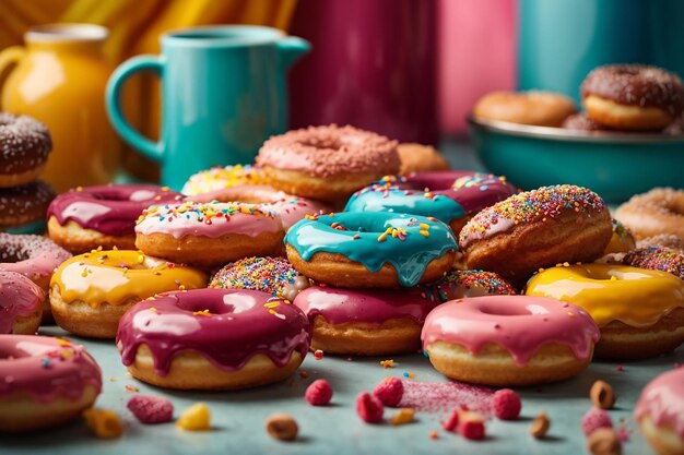 Tasty colorful donuts