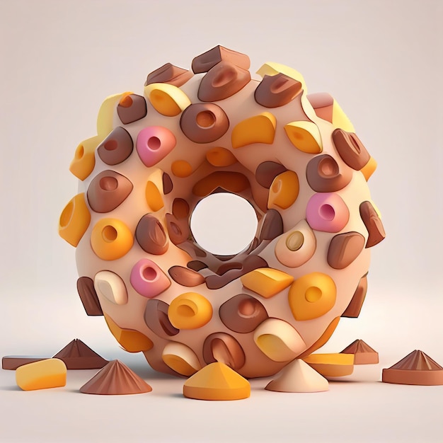 Tasty colorful doughnut with sprinkles on pastel background Created with Generative AI technology