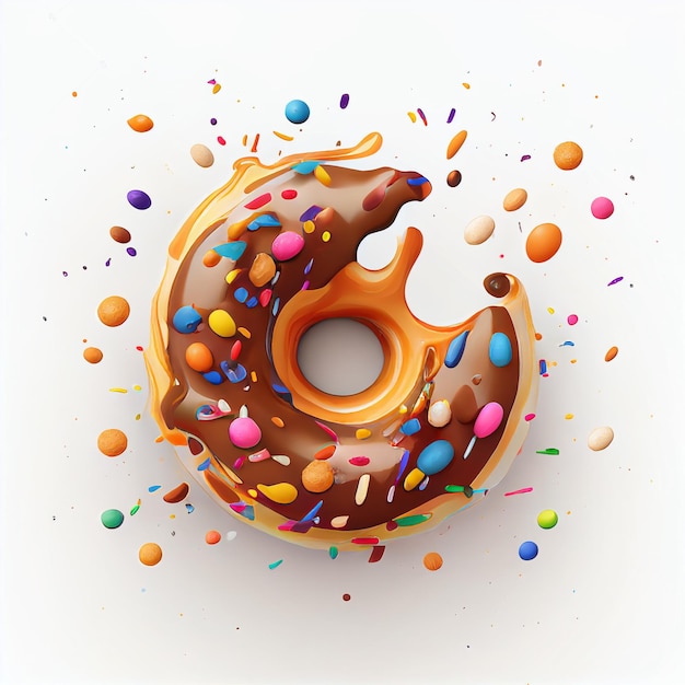 Tasty colorful doughnut with sprinkles on pastel background Created with Generative AI technology