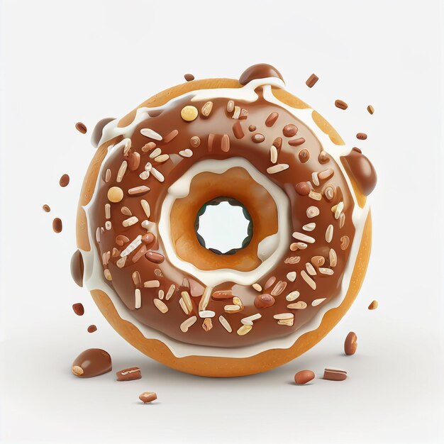 Tasty colorful doughnut with sprinkles on pastel background Created with Generative AI technology