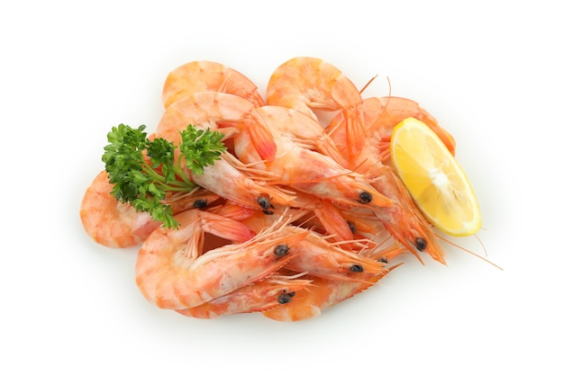 Tasty cooked shrimps isolated on white