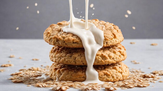 Tasty cookie with milk splash Generated with AI