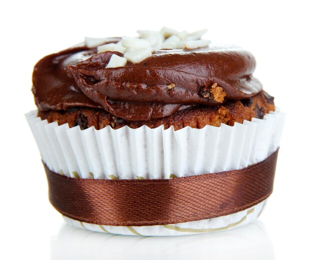 Tasty cupcake isolated on white