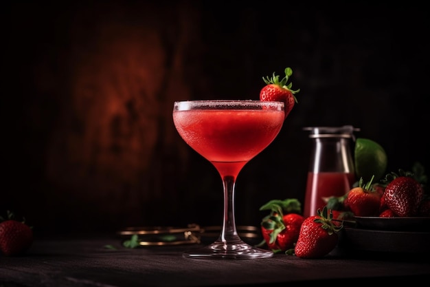 tasty daiquiri with strawberry