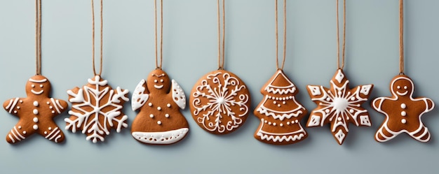 Tasty decorated gingerbread on a light background Christmas pastry Generative AI