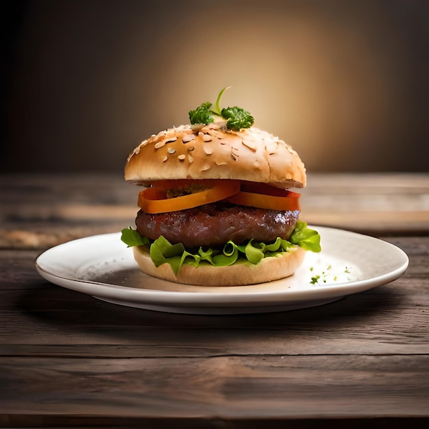 Tasty and delicious hamburger product photography burger in a burger Ai generated image