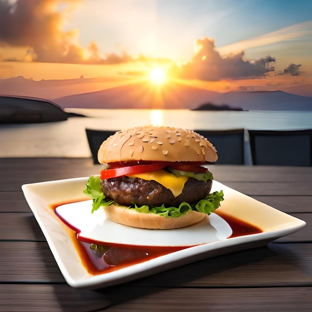Foto saggioso e delizioso hamburger prodotto fotografia hamburger in un hamburger ai generato immagine