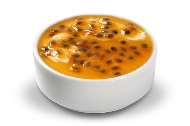 tasty and delicious passion fruit mousse.