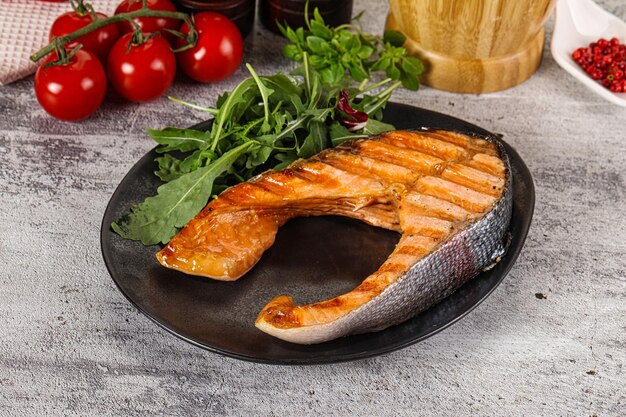 Tasty delicous grilled salmon steak