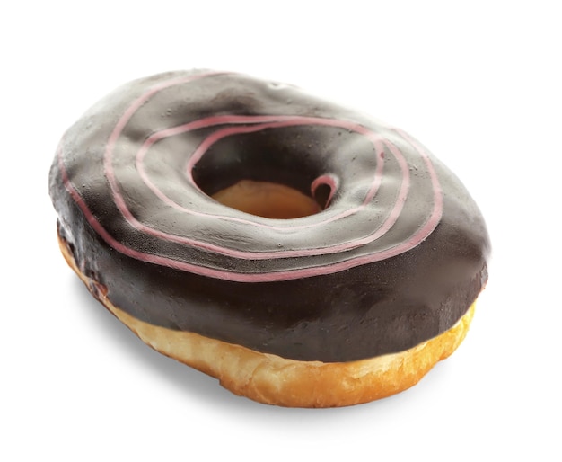 Tasty donut on white background