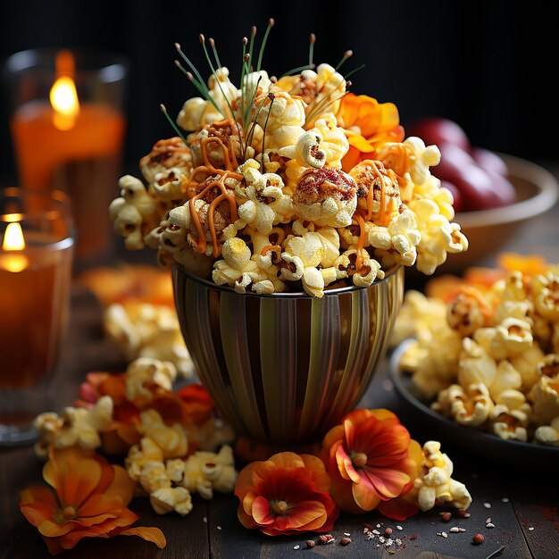 Tasty Fall Treat PumpkinFlavored Popcorn in Colorful Paper Cones