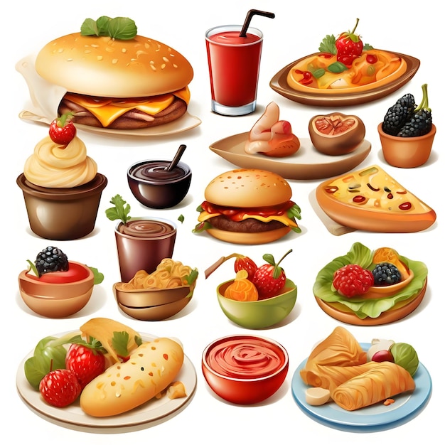 Вкусные пищевые элементы Clipart Elevate