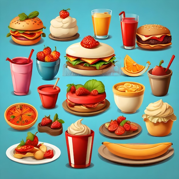 Tasty Food Elements Clipart Elevate