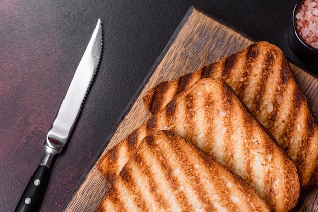 Tasty fresh crispy bread slices in the form of grilled toast