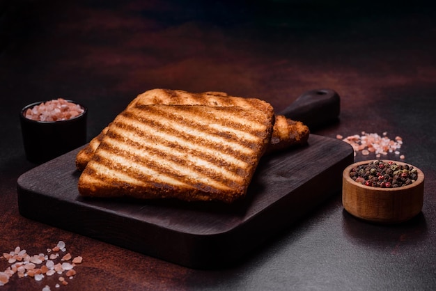 Tasty fresh crispy bread slices in the form of grilled toast