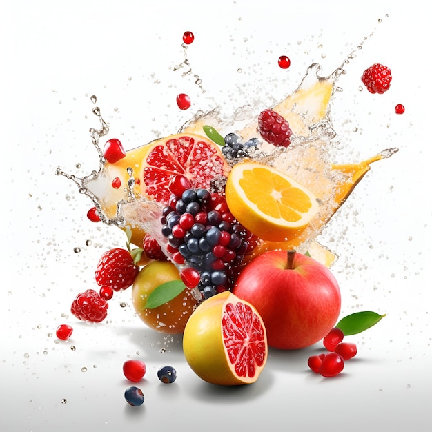 Вкусные свежие сочные фрукты взрываются