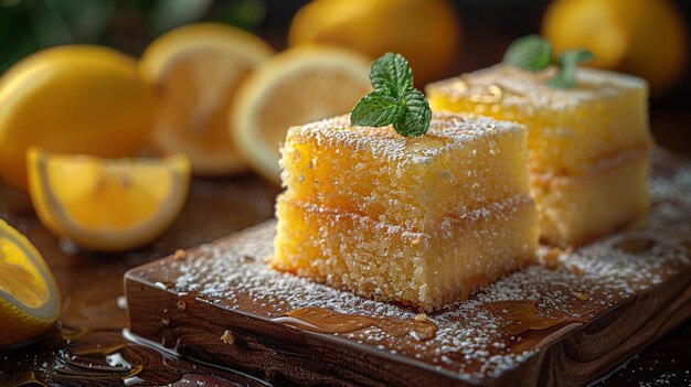 Photo tasty fresh lemon cube pound cake