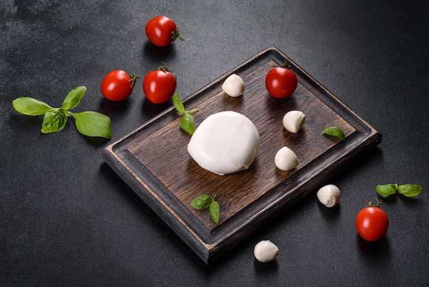 Tasty fresh mozzarella cheese for making caprese salad. Mediterranean food