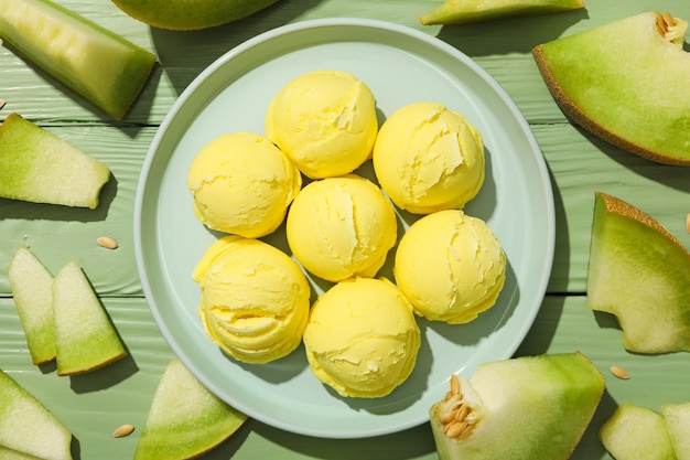 Tasty and fresh summer food melon ice cream