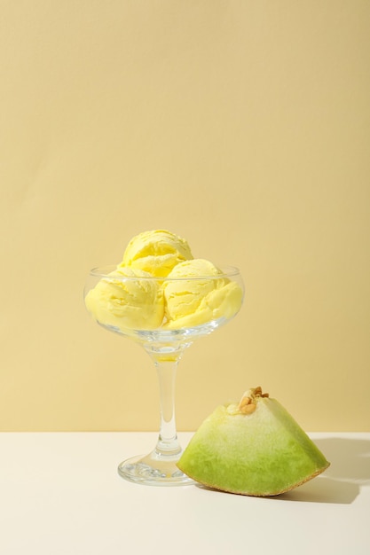 Tasty and fresh summer food melon ice cream