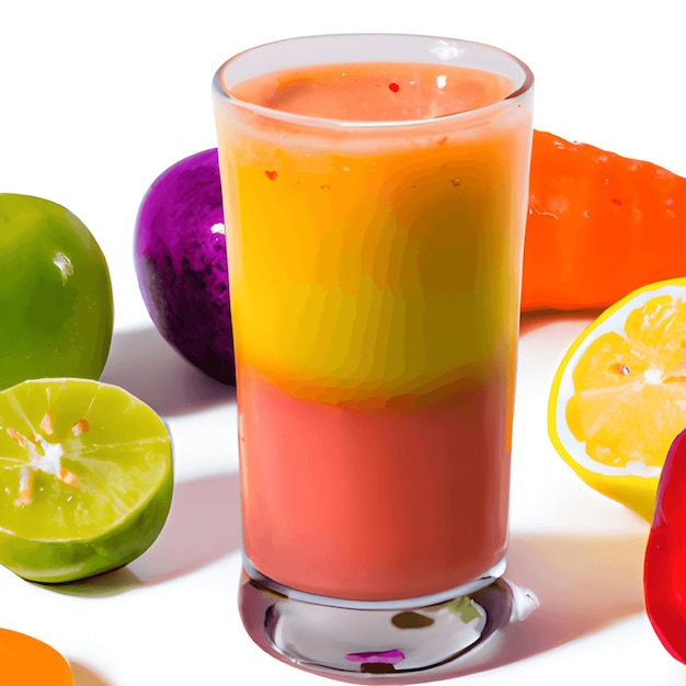 Tasty fruits and juice with vitamins healthy drink generative ai