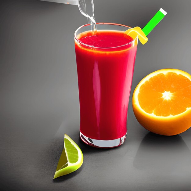 Tasty fruits and juice with vitamins Healthy drink generative ai