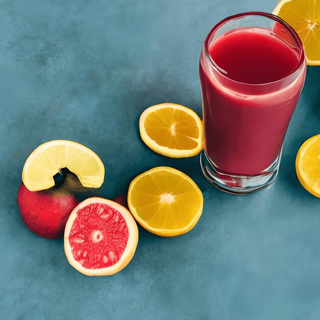 Tasty fruits and juice with vitamins Healthy drink generative ai