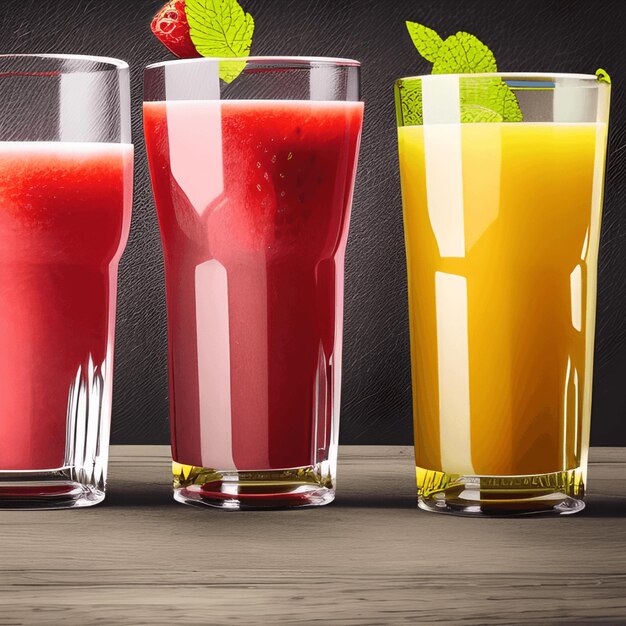 Photo tasty fruits and juice with vitamins healthy drink generative ai