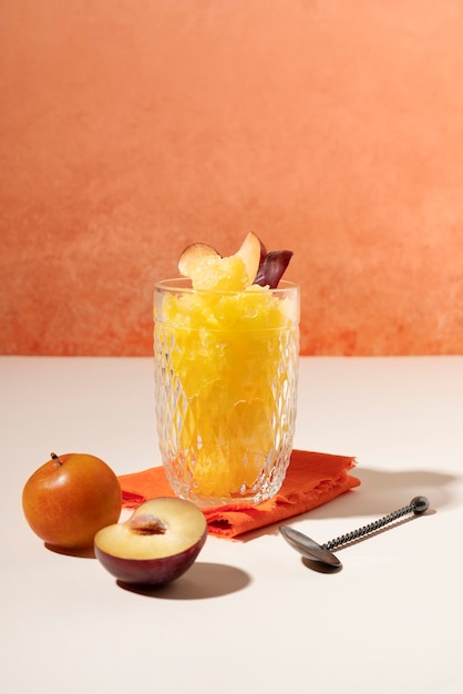 Tasty granita dessert with fruit